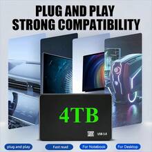 4TB High Speed Portable Portable Hard Drive, High Capacity High Speed Portable Hard Drive, Portable 4TB, Minimalist Design, Reliable Storage, Suitable For Gamers, Students, Professionals, Compatible Models, (USB 3.0) - 4TB - Xem 1