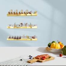 15-Inch 6-Piece Acrylic Floating Nail Polish Rack, Mirror Silver Color, Suitable For Salons, Retailers, Home - Children's Bookshelf, Tattoo Ink, Essential Oils, Spice Rack Display - Gold - View 5