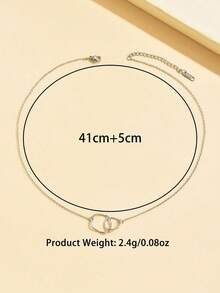 1pc Fashionable Geometric Stainless Steel Necklace For Women, Simple All-match Accessory - Yellow Gold - View 10