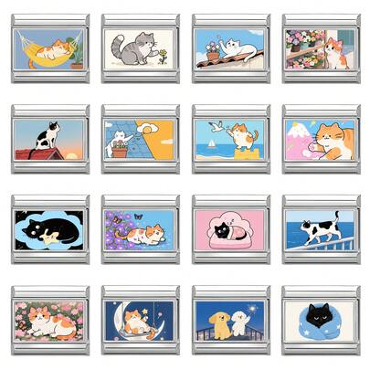 1pc DIY Photo Modular Interlocking Bracelet, Decorated With Landscape Elements, Suitable As Party Gifts For Friends/Couples, Applicable For Christmas, New Year, Halloween, Valentine's Day, Charming Design, Stainless Steel Jewelry, Local , Practical & Fashionable, Steady Autumn Tones, Christmas Style, Christmas Decor, Party Outfit Guide, Christmas Gift Supplies, Christmas Home Atmosphere, Retro Summer, Elegant Attire, Halloween Accessories, Suitable For All Seasons, School, Gala, Graduation