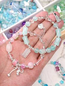 beadia 30-50克/包混合玻璃珠，银色金属隔珠，各种随机颜色玻璃珠，适合DIY珠宝制作、项链和手链工艺品，女士手工材料 - 隨機混色 - 查看 6