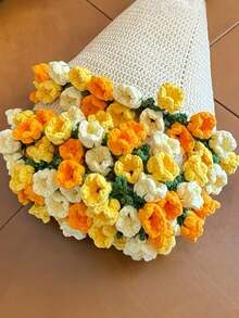 1 Piece Rose Bouquet Blanket, Handmade DIY Material Kit, Crochet Flower Blanket, Bellflower Blanket, Holiday Handmade Gift, Wedding Souvenir Birthday Gift - 彩色 - 查看 15