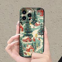 Una funda de teléfono móvil con patrón de regalo de Navidad de árbol de Navidad creativo para IPHONE 16 15 14 13 12 11 XS XR X 7 8 Plus Pro Max Mini - Negro - Ver 2