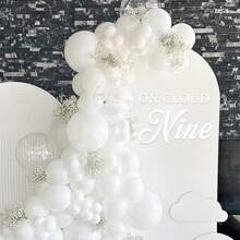 On Cloud Nine Party Decal Sign- On Cloud 9 Decorations,Cloud Nine Baby Shower Decor,Decal Sticker For Wall, Mirror Or Acrylic On Cloud Nine Sign (White Cloud Nine),10135390 - 白色 - 查看 6