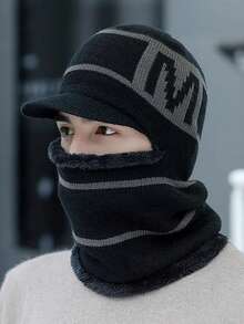 1pc Casual Solid Color Warm Thermal Lined Knit Beanie Hat, Versatile For Autumn/Winter Outdoor & Daily Use (Random Fleece Color) - Multicolor - View 9