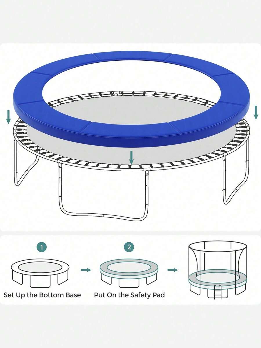 Replacement Trampoline Safety Pad Mat, 30 Cm Wide, UV-Resistant, Tear-Resistant, Edge Protection, Blue - Blue - View 1