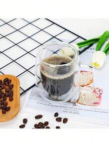 1/2个带手柄双层玻璃咖啡杯，马克杯，双层保温杯。适用于拿铁、卡布奇诺、抹茶、冰美式、奶昔以及冷热饮品。非常适合圣诞节和生日礼物。