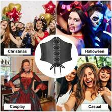 1pc Plus Size Women's Solid Color PU Leather Waist Cincher With Drawstring And Hidden Buckle, Suitable For All Seasons Everyday Use Women Corset Belt For Dress,Waist Trainer Waist-Shaping For Waist Slimming And Tummy Control - Threaded Waist Belt - View 3