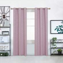 2 Pcs Blackout Curtains For Bedroom & Living Room - Diamond Foil Print, Grommet Top, Thermal Insulated & Room Darkening (Blocks Sun, Saves Energy) - 淺粉色 - 查看 1