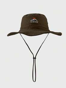 1pc Unisex Solid Color Embroidered Fisherman Hat, Fashion Outdoor Hiking Fishing Sun Protection Windproof Rope Hat, Casual Versatile For Daily Use, Suitable For Spring, Autumn & Winter - MZ824 - View 13