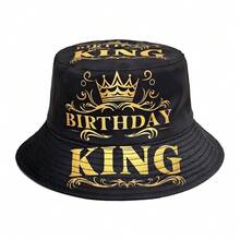 生日派对印花双面渔夫帽，户外旅行沙滩太阳帽