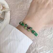 1Pc Butterfly Hand Woven Bracelet, Couple Friendship Bracelet, Gift Party - Green - View 2