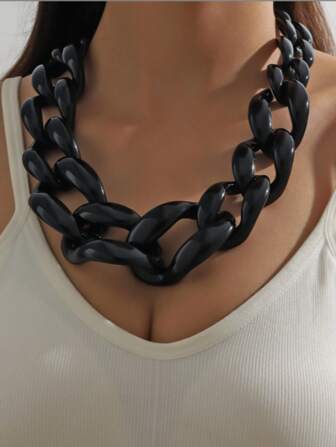 1pc Resin Chain Metal Clasp Personalized Exaggerated Elegant Fashion High-End Luxury Style Women Necklace