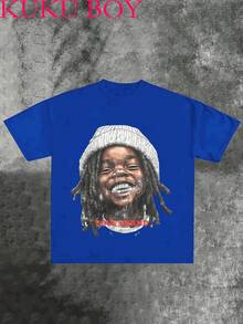 Y2K Style Whatever Makes You Happy, Go Ahead And Do It! Print(220g Pure Cotton T-Shirt) Cotton T-Shirt - Soft, Breathable, 100% Pure Cotton Fabric - Comfortable And Energetic Summer Street Style Short Sleeved T-Shirt, Cool Design Retro Summer Men's Daily Wear T-Shirt Printing (220g Pure Cotton T-Shirt) Cotton T-Shirt - Soft, Breathable, 100% Pure Cotton Fabric - Comfortable And Energetic Summer Street Style Short Sleeved T-Shirt, Cool Design Retro Summer Men's Daily Wear T-Shirt - 藍色 - 查看 2