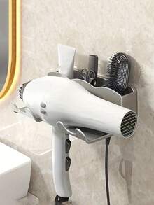 Wall-Mounted Bathroom Storage Rack, Free-Hand-Held Hair Dryer Holder, Seamless Paste, Free-Punch Bathroom Hair Dryer Holder, Hair Dryer Placement Rack Storage Rack - Multicolor - View 1