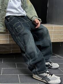 Jeans in denim con vestibilità ampia per ragazzi, adatti per uso casual, scolastico e all'aperto, per l'autunno - Grigio Scuro - Visualizzare 9