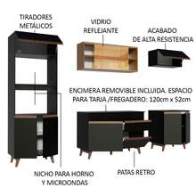 Cocina Integral Modular Completa Madesa Reims 260cm Negro Marrón - Negro y Marrón - Ver 4