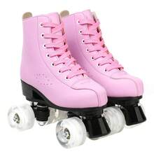 Gets Roller Skates, Men's Double Roller Skates, Women's Double Roller Skates Adjustable Roller Skates Perfect Indoor Outdoor Roller Skates,Pink Breathable Double Skate - Pink Flash Wheel - View 3