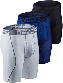 Men's Cool Dry Mesh Boxer Trunks 6-Inch Briefs, 3-Pack - 9吋(黑/藍/白) - 查看 1