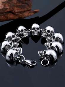 1 Stück Vintage Halloween Luxus Charm Punk Rock Schädel Design Herren Armband Accessoire, Gothic Stil Schmuck geeignet für Alltag, Festivals, Partys