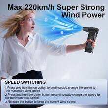 涡轮喷气风扇便携式清洁吹风机工具 Type-C 充电 130000RPM 3 档可调电动空气除尘器汽车吹雪， - 黑色 - 查看 3