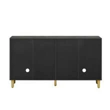 MERAX 60" Retro Buffet Cabinet With Storage, 4-Door Vintage Sideboard Cabinet With Dimensional Effect Doors And Adjustable Shelves For Dining Room, Kitchen, And Living Room (Light And Dark Gray) - 灰色的 - 查看 11