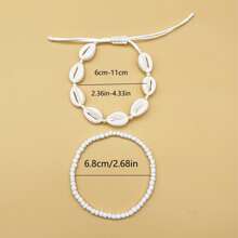 2pcs Bohemian Beach Style Shell And Bead Anklet, Handmade Adjustable Shell Ankle Chain With Shell Design, Perfect For Beach Vacation, Casual Foot Jewelry - Two-piece Set - View 3