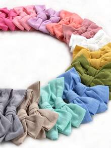 24Pcs Girls Bow Decor Hair Clip For Daily Life, Cloth Handmade Children's Bow Hair Clips, Morandi Alligator Hair Clips, Girl's Hair Accessories, Christmas Decrations, Christmas Hair - Multicolor - View 12