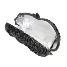 Women Cute Tiger Shaped Evening Clutch Sparkling Rhinestones Handbag Prom Party Purse - màu đen - Xem 3