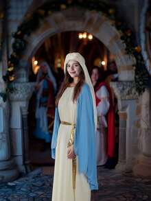 1pc Virgin Mary Costume Adult Robe For Women Easter Halloween Cosplay - 白色 - 查看 3