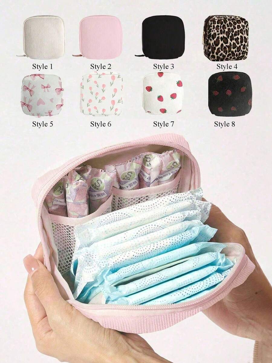 Pack De 4 Bolsitas Organizadoras Para Toallas Femeninas | Estuches Portátiles Multicolor De Tela Oxford | Neceseres Mini Para Mujer