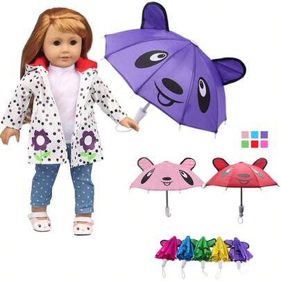 MSYO 1 件 22 厘米/8.66 英寸迷你玩具伞，适合 18 英寸美国女孩娃娃，时尚装饰伞，带有可爱的熊脸和耳朵，派对装饰，节日/生日/万圣节/感恩节/圣诞节礼物