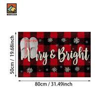 1set/1pc/2pcs Merry & Bright Pattern Bathroom Anti-Slip Mat, Made Of Artificial Cashmere Material With Fluffy Decoration, Suitable For Doors, Bathrooms, Kitchens And Other Occasions, Machine Washable, Non-Slip, Christmas Decoration, Can Be Given As A Gift To Friends, Men And Women