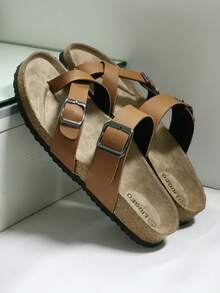 2026 New Criss-Cross Toe Soft Cork Slippers Beach Sandals, Unisex - Light Beige - View 5