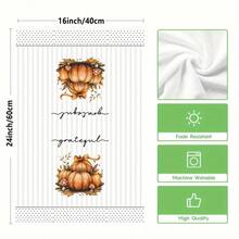 Un set de 2 bucăți de prosoape cu tematică de toamnă de Ziua Recunoștinței, concepute cu prosoape imprimate cu model de dovleac și frunze de arțar, lavabile la mașină, rezistente la căldură, absorbante și reutilizabile, potrivite pentru decorarea camerei, prosoape de bucătărie și baie, decorarea petrecerilor, decorarea casei, fiind un cadou ideal pentru toamnă și Ziua Recunoștinței. - Multicolor - Vizualizare 4