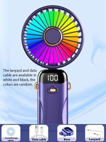 Stay Cool On-The-Go: Small Handheld USB Rechargeable Fan - Portable & Charging For Students & Office Desk Portable Fan Cute Handheld Fan Battery Operated Lightweight Small Personal Fan For Stylish Girl Kids Women Men Outdoor Travel Camping Handheld Fan Portable Fan, 5-Speed Fan, LED Display Screen, Personal Mini Travel Fan With Backup Power Supply, USB Foldable Female Electric Fan