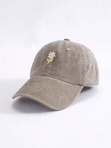 1pc Unisex Embroidered Daisy Washed Baseball Cap, Lightweight Breathable Adjustable Sun Protection Sports Hat Suitable For Spring, Autumn Outdoor Activities Like Travel, Hiking, Cycling - Embroidery - View 15