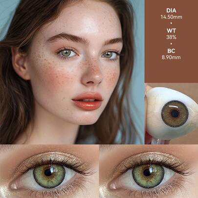 1/3/5/15cajas Lentes de contacto estilo círculos coloridos(Se envía en colores aleatorios) azul, verde y dorado, diámetro natural adecuado para uso diario de estudiantes, nuevos lentes de contacto anuales, oferta increíble 2+1 gratis, súper atractivos, te sorprenderán seguro. Lentes de contacto coloridos de gran diámetro de 14.5mm, con un contenido de agua del 42%, naturales, cómodos y estéticos. Incluye solución de limpieza. Ideales para juegos de roles, fotografías, fiestas y reuniones. Atención (este producto no tiene graduación, no es adecuado para personas con problemas de vista).