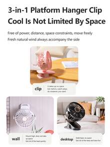 EIGIIS 便携式夹式电池供电迷你个人降温风扇，三档风速可调，360°旋转，USB充电，适用于桌面、家庭、办公室、露营等场合，也是送给女性的理想礼物。 - 彩色 - 查看 8