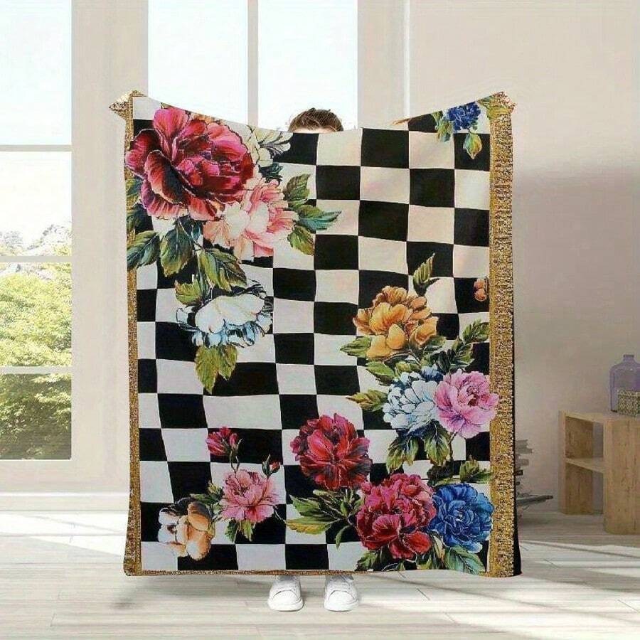 Cozy Star And Plaid Pattern Printed Blanket – Soft, Perfect For All Seasons, Washable And Machine-Washable, Lightweight, Breathable, Comfortable, Warm, Unique, 280gsm For Him And Her, Perfect For Naps, Camping, Travel, Family, Daily Life, Office Decoration, Birthday Anniversaries, Valentine's Day, Thanksgiving, Christmas, Halloween, Mother's Day, Father's Day, Wedding, New Year Gifts Provide Personalized Ideal Gifts For Her, Him, Family Members, Boyfriends, Girlfriends, Fathers, Family Members, Mothers, Lovers, Daughters, Sons, Grandfathers, Grandmothers, Friends, Classmates And Pets. Sofa,Bed,Car,Bedroom,Living Room,Office, Outdoor Camping, Beach,Wall Decoration - Nhiều màu 9 - Xem 1