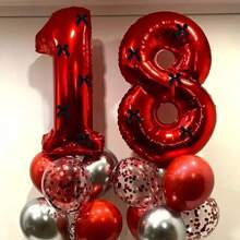 6 件 40 英寸巨型红色数字带黑色蝴蝶结数字气球红色气球数字生日装饰 1 2 3 4 5 6 7 8 9 数字派对庆祝装饰毕业典礼婚礼婴儿洗礼周年派对 - 彩色 - 查看 9