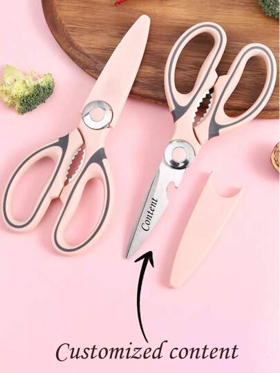 1pc Customized Engraved Kitchen Scissors, Stainless Steel Heavy Duty Multi-Purpose Shears