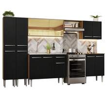 Cocina Integral Completa 293cm Con Tarja Emilly Madesa Mm 07 - Marrón y negro - Ver 2