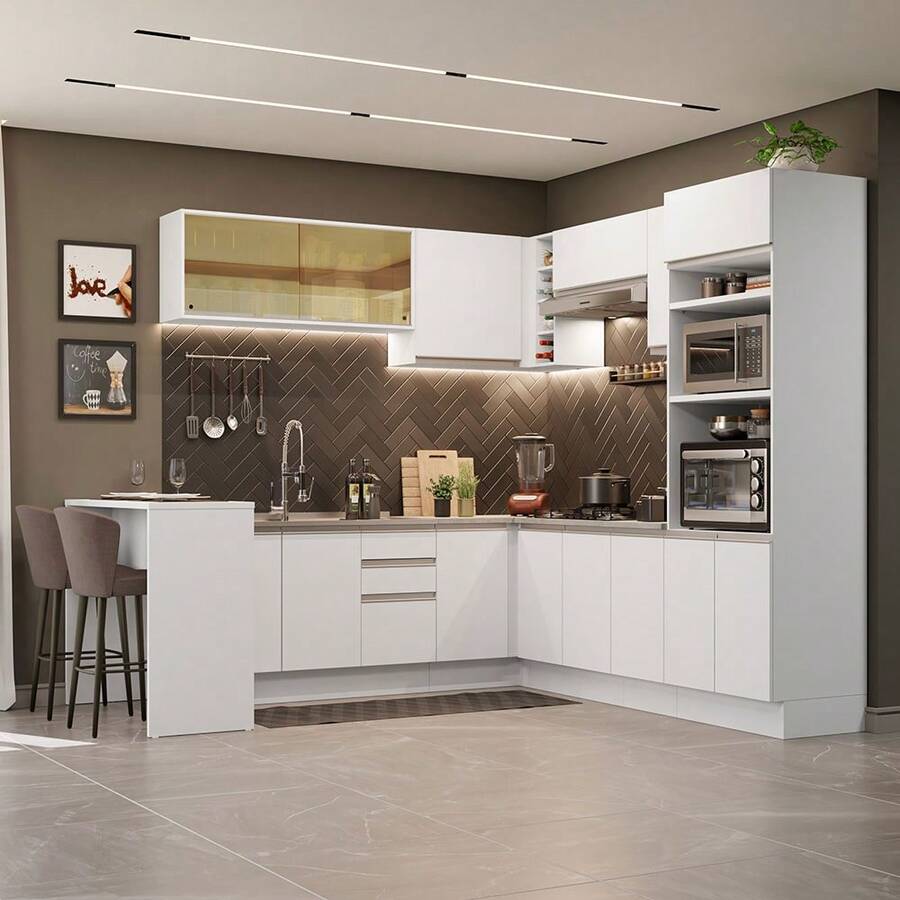 Madesa Gabinete Cocina Esquinero 504cm Glamy Blanco - Blanco - Ver 1
