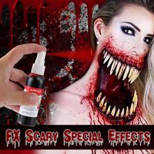 1 Botella de Spray de Sangre Falsa Lavable (60ml), Spray de Sangre Falsa de Halloween, Para Ojos, Ropa, Maquillaje de Payaso, Vampiro, Zombie, Monstruo