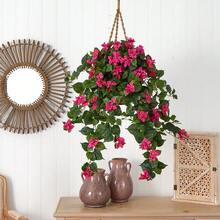 Silk Bougainvillea Hanging Basket Faux Plant UV Fade Resistant Home Office Decor Year Round Gift 28 Inch Height - 彩色 - 查看 4