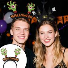 2025 万圣节头带散装套装 - 成人恐怖南瓜/魔鬼/骷髅/女巫设计、派对礼品和角色扮演配饰（可调节）、发带、发箍、发饰、节日配饰