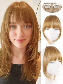 12 Inch High-Layered Straight Bangs Wig For Women BB Clip Style Invisible And Traceless Increase Hair Volume Modify Face Shape Straight Bangs Wig Synthetic Heat-Resistant Fiber Wig Suitable For Daily Holiday Party Wear