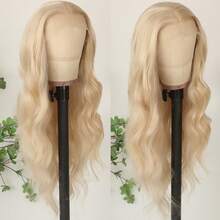 13X4 Purple Color Long Body Wave Lace Front Wig 26" Long Wavy Wigs Glueless Free Part 180% Density Violet Purple Wavy Hair With Adjustable Straps & Combs Heat Resistant Soft Loose Wave Synthetic Hair Replacement Wigs For Women Perfect For Daily Wear Parties & Special Occasions - 金色 - 查看 3