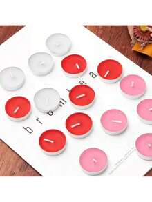 1 Box Of 50pcs Christmas Candles, Heat-Resistant Tea Candles And Smokeless Soy Wax Candles, Suitable For Tea Brewing, Romantic Candlelight Confession On Christmas, Creating Romantic Party Atmosphere, Valentine's Day Gift